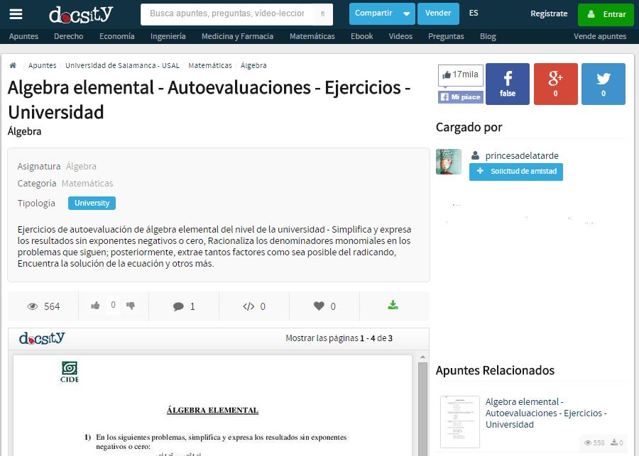 ejercicios algebra elemental