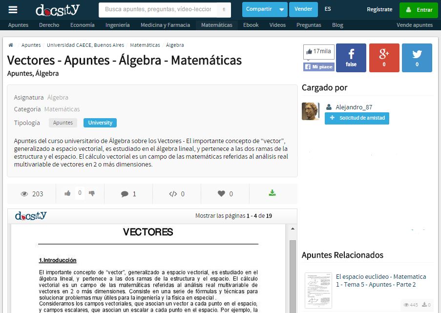ejercicios algebra vectores